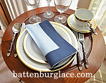 Multicolored Hemstitch Diner Napkin. Baby Blue & Navy color - Click Image to Close